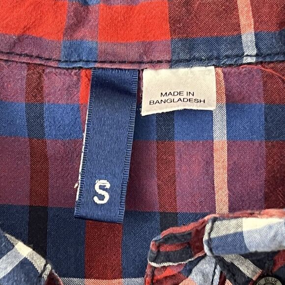 H&M Mens Size Small Red Blue Plaid Button Down Shirt - Picture 4 of 4